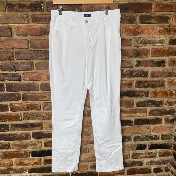 NYDJ Not Your Daughter's Jeans White Hayden Straight Trousers Women's Size 12 - Picture 1 of 8